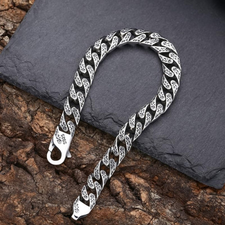 925 Silver coated Solid Cuban Link Chain Bracelet