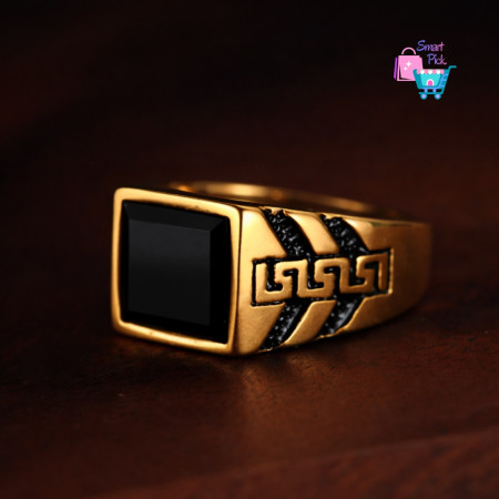 PAURO Men's Stainless Steel Golden  Ring (SPR0001)