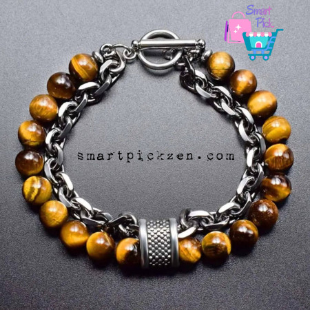 Premium Tiger Eye Bead Drop Bracelet (B0058)