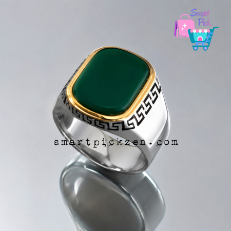 Premium Green Panna Stone Ring (SPR0051) [Size 9-12]