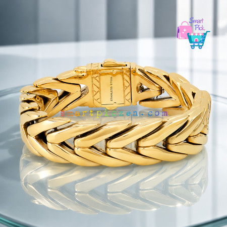 Men's Heavy Oxydized Stainless Steel  Accented Cuban  Link  Chain  Bracelet (B00059)