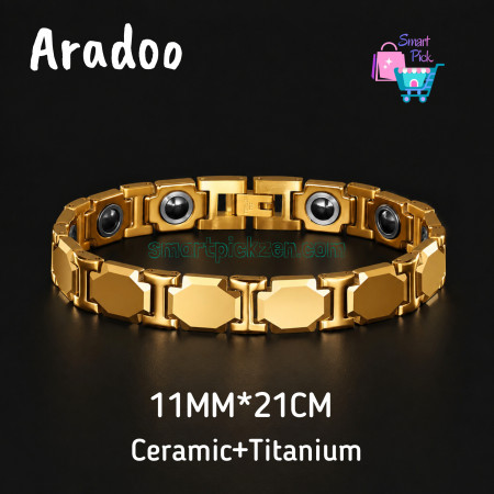 Aradoo Ceramic 24k Gold Plated Magnetic Bracelet (B00058)