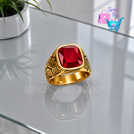 Natural Ruby Stone Ring (SPR0954) [Size 8-13]