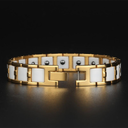 Aradoo Ceramic Magnetic white Golden Bracelet (BR00060)