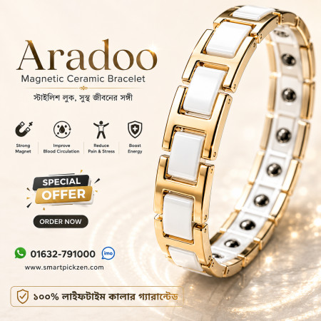Aradoo Ceramic Magnetic white Golden Bracelet (BR00060)